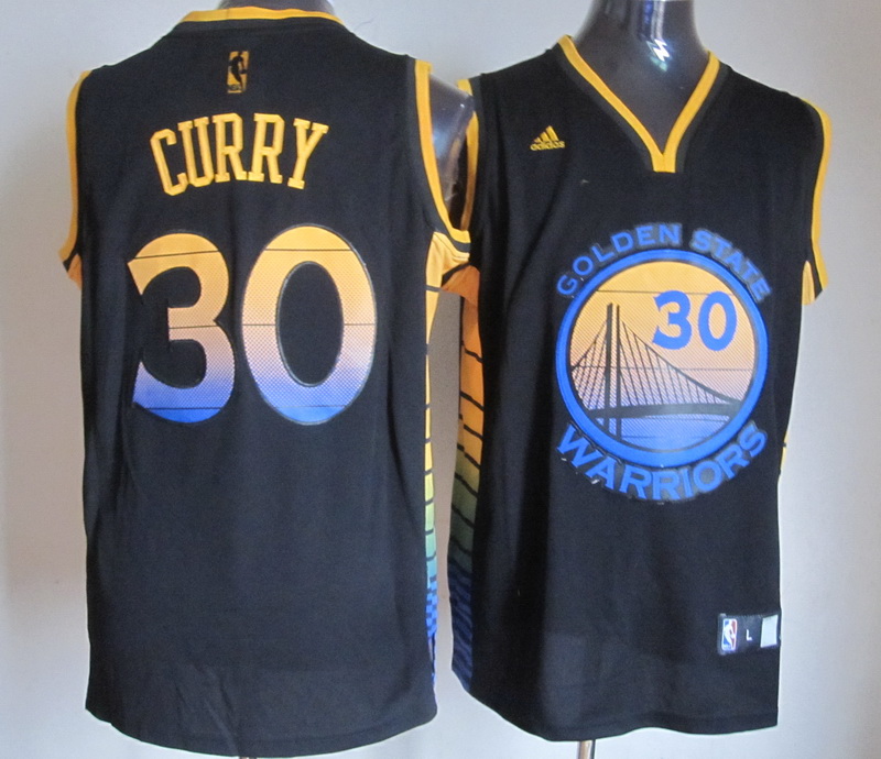 NBA Golden State Warriors 30 Stephen Curry Black Color Swingman Jersey